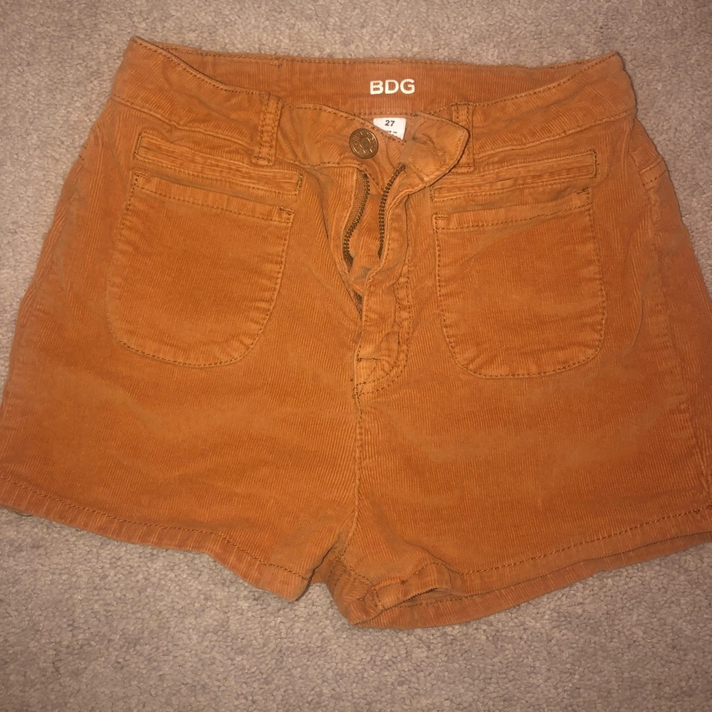 Orange corduroy shorts